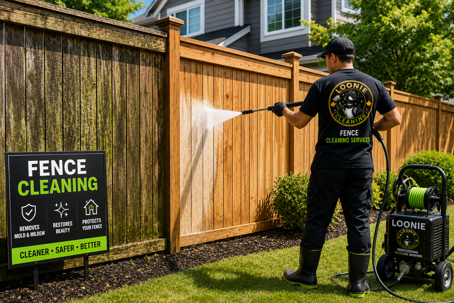 Professional fence cleaning service by Loonie Cleaning Services