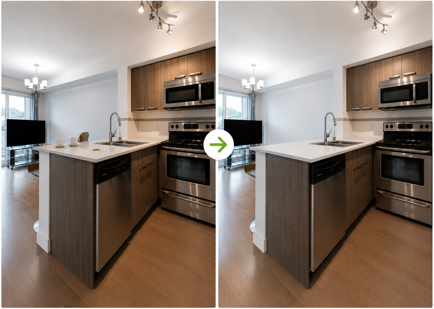 Kitchen before and after cleaning by Loonie Cleaning Services